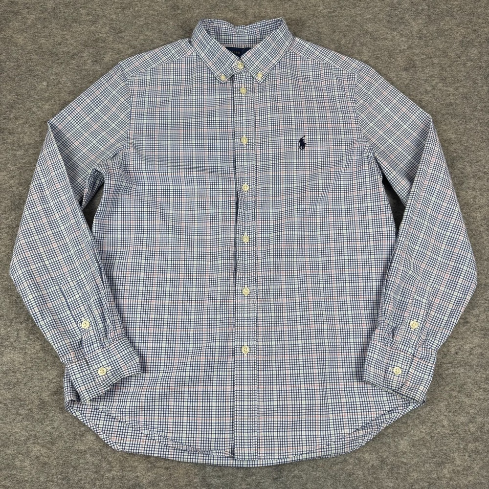 Ralph Lauren Button Down Shirt Check Cotton Boys Large L 14/16